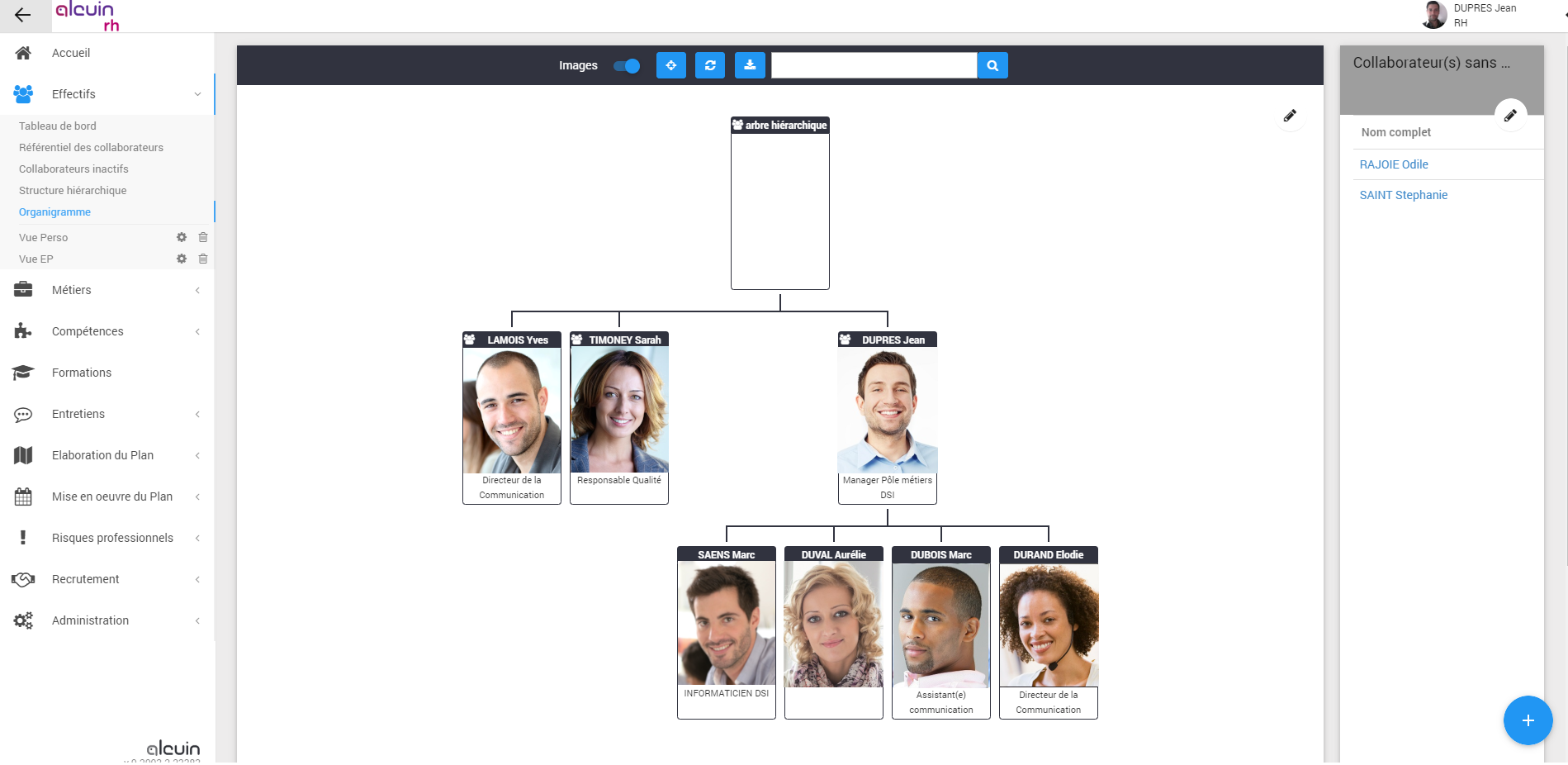 Logiciel alcuin RH : import de l’organigramme et gestion par drag and drop